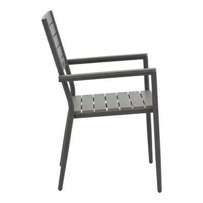 Chaise de jardin aluminium anthracite- contreplaqué gris 60x56,3x89 cm