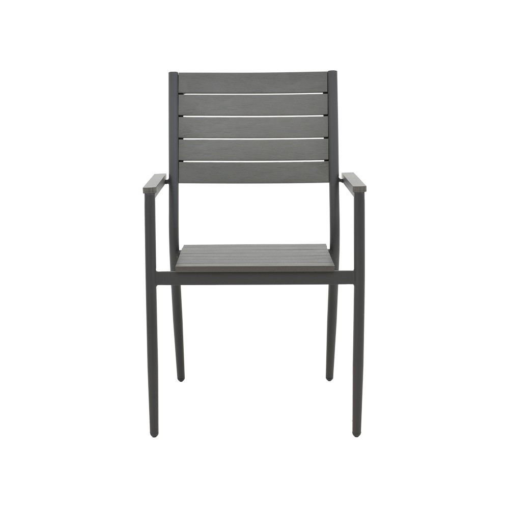 Chaise de jardin aluminium anthracite- contreplaqué gris 60x56,3x89 cm