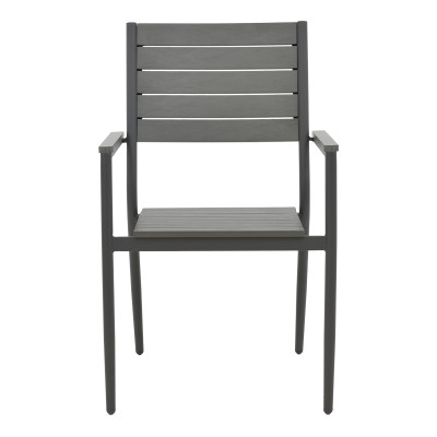 Chaise de jardin aluminium anthracite- contreplaqué gris 60x56,3x89 cm