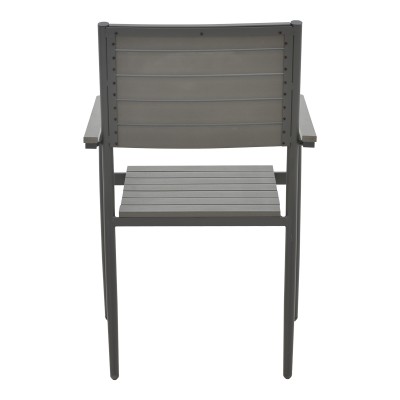 Chaise de jardin aluminium anthracite- contreplaqué gris 60x56,3x89 cm