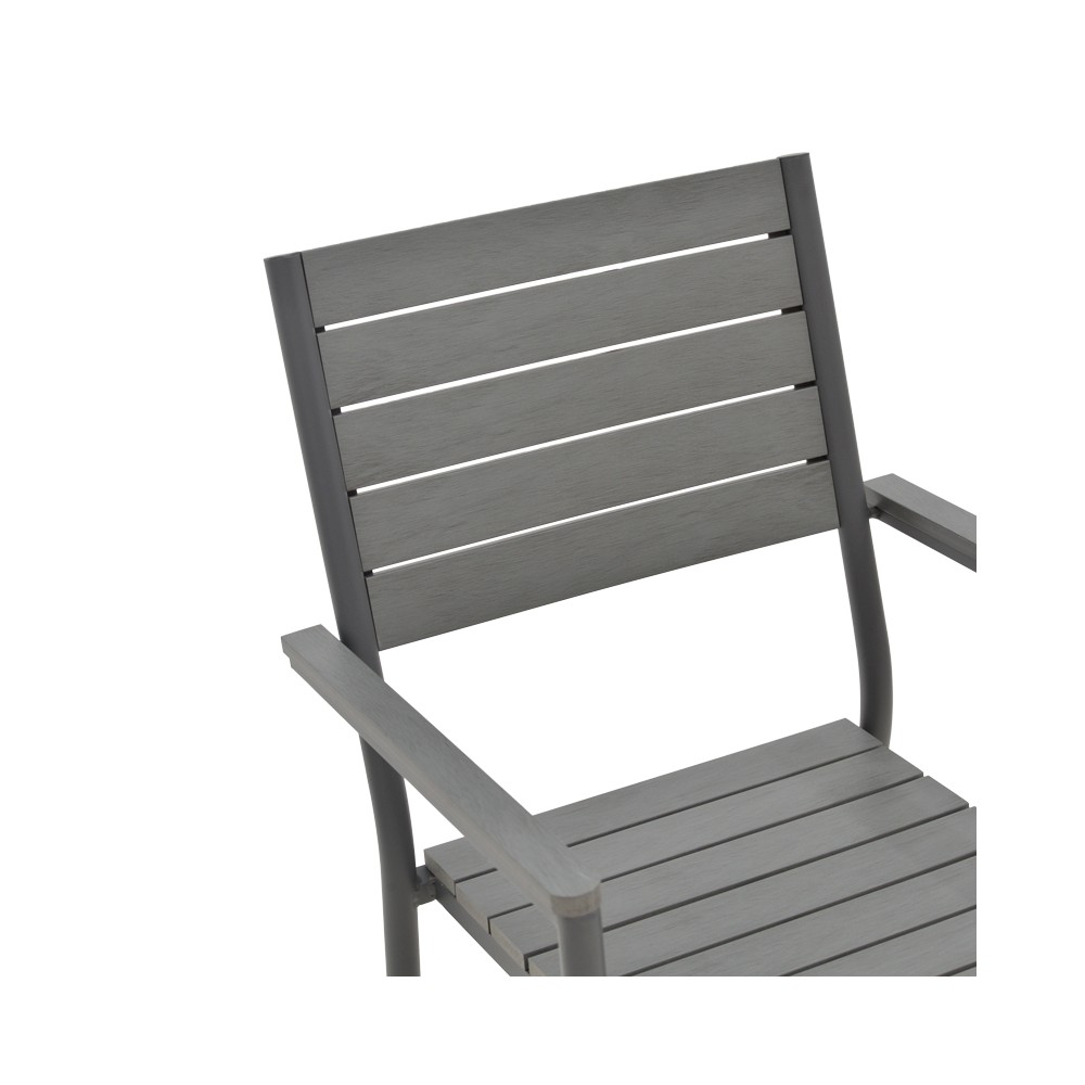 Chaise de jardin aluminium anthracite- contreplaqué gris 60x56,3x89 cm