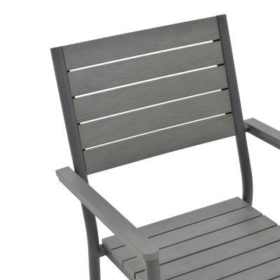 Chaise de jardin aluminium anthracite- contreplaqué gris 60x56,3x89 cm