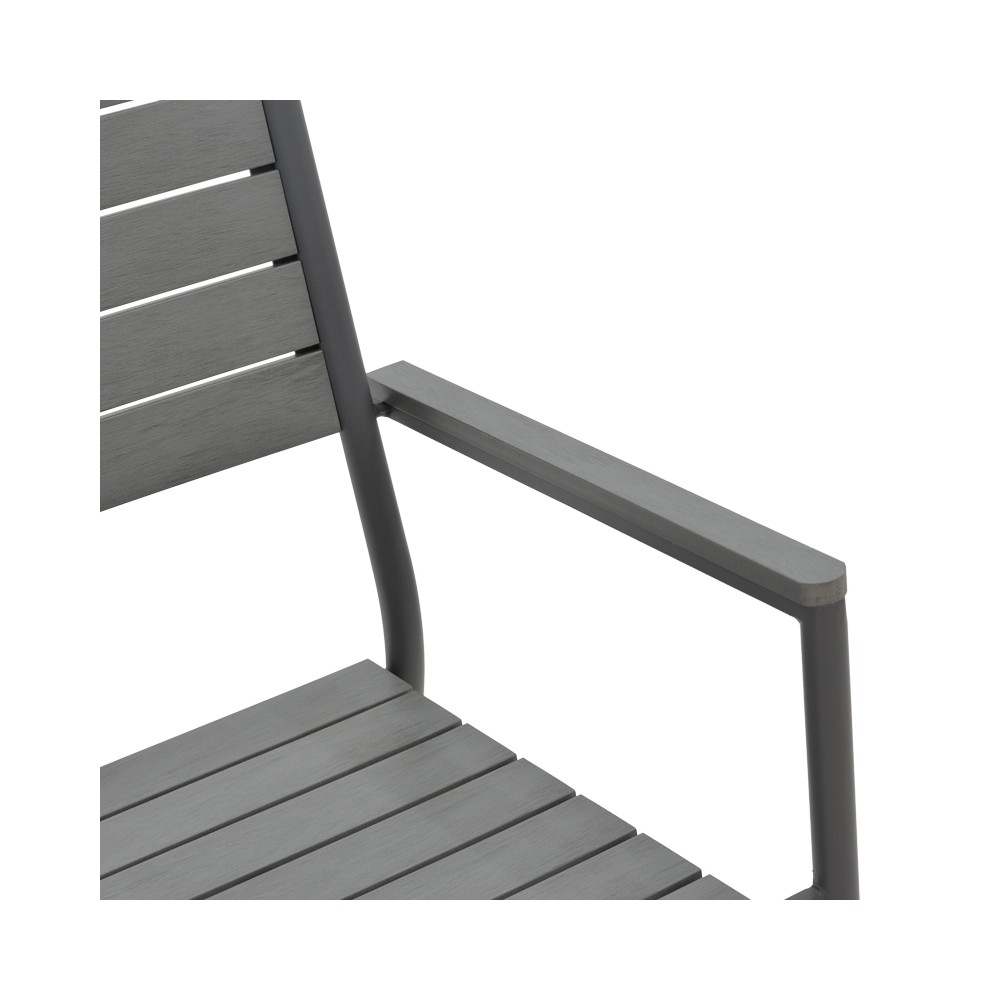 Chaise de jardin aluminium anthracite- contreplaqué gris 60x56,3x89 cm