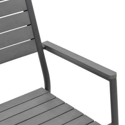 Chaise de jardin aluminium anthracite- contreplaqué gris 60x56,3x89 cm