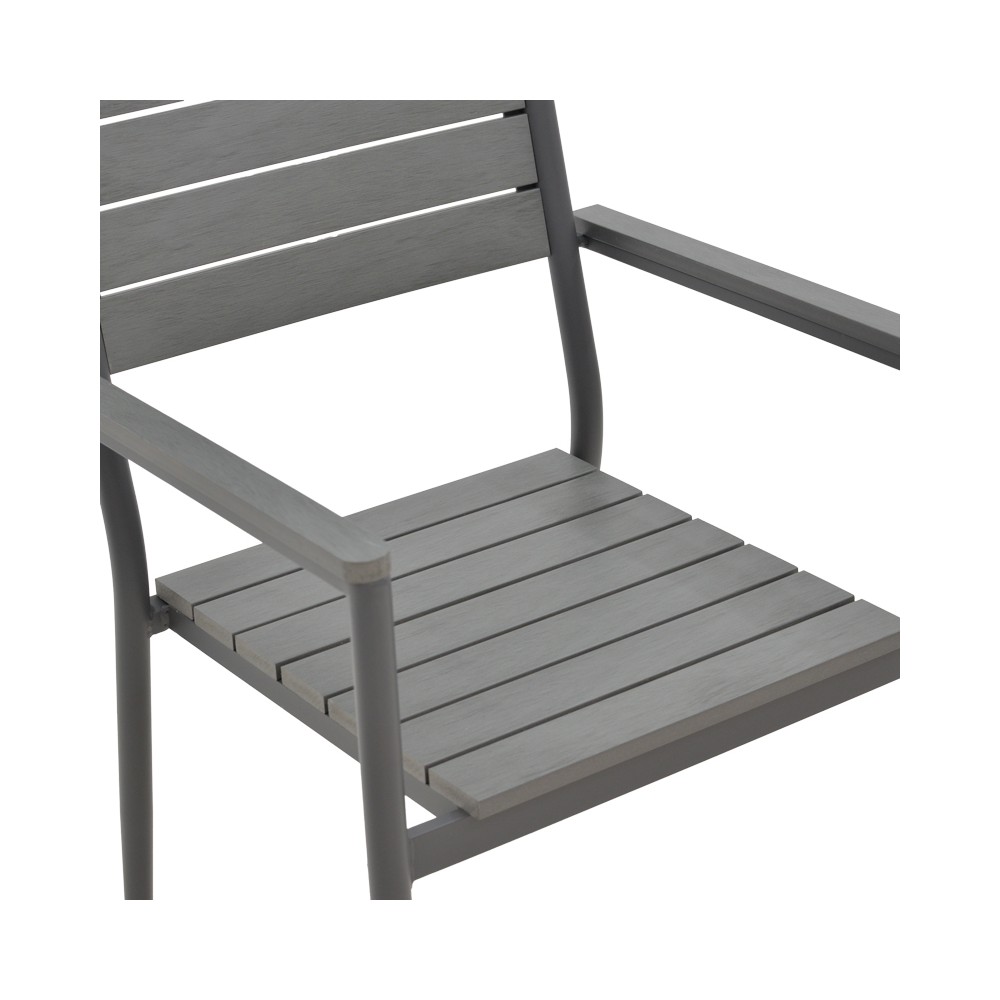 Chaise de jardin aluminium anthracite- contreplaqué gris 60x56,3x89 cm