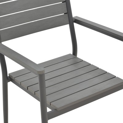 Chaise de jardin aluminium anthracite- contreplaqué gris 60x56,3x89 cm