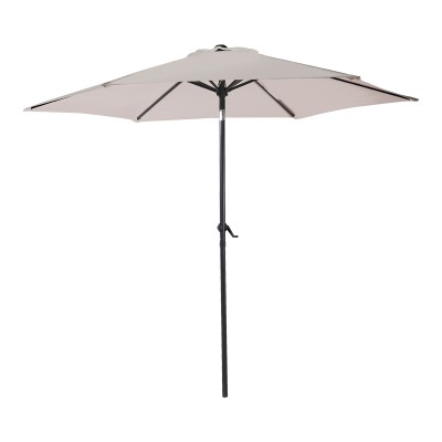 Parasol jardin anthracite aluminium-beige-gris tissu Φ3m