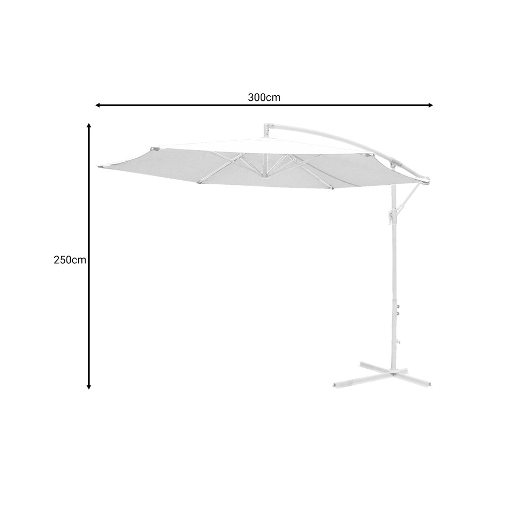 Parasol professionnel  tissu blanc aluminium-beige Φ3m