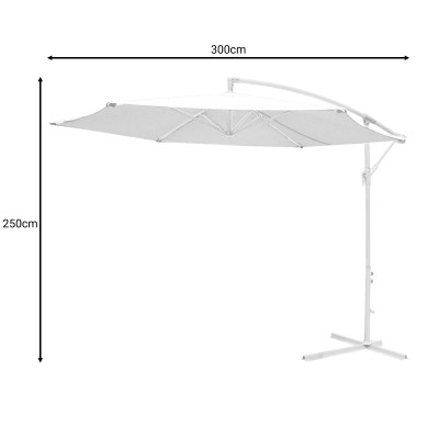 Parasol professionnel  tissu blanc aluminium-beige Φ3m