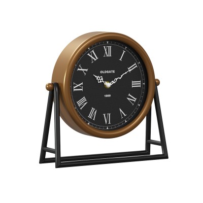 Horloge murale Clocky métal noir-doré-mdf 26,5x7x26,5cm