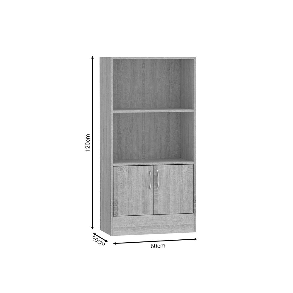 Bibliothèque Negan bois Sonoma mélamine 60x30x120cm
