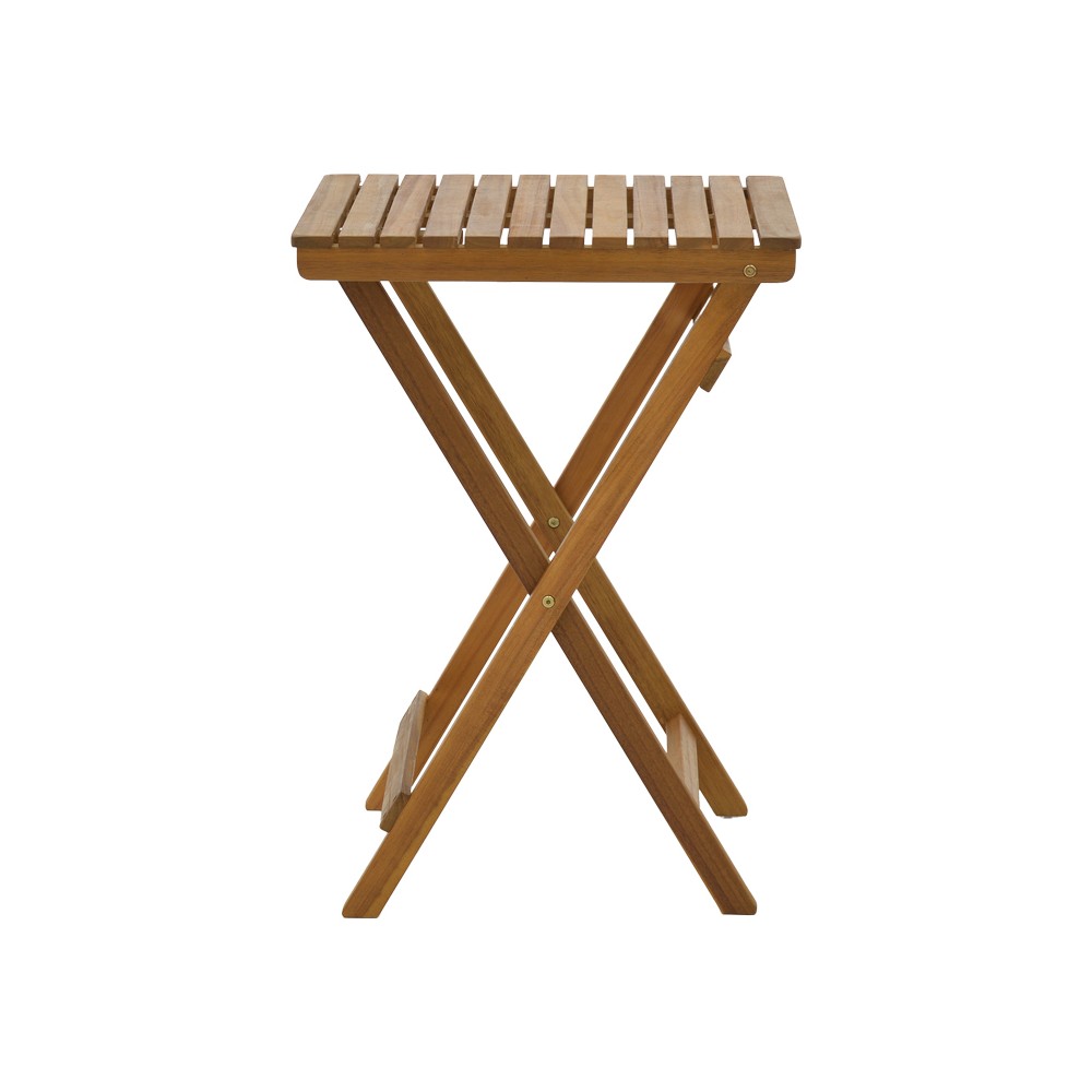 Ensemble Table chaise de jardin pliante en bois d'acacia massif naturel 50x50x70cm