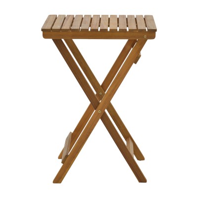 Ensemble Table chaise de jardin pliante en bois d'acacia massif naturel 50x50x70cm