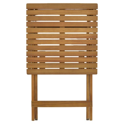 Ensemble Table chaise de jardin pliante en bois d'acacia massif naturel 50x50x70cm