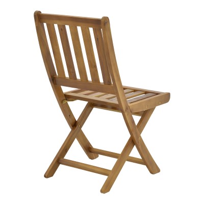 Ensemble Table chaise de jardin pliante en bois d'acacia massif naturel 50x50x70cm