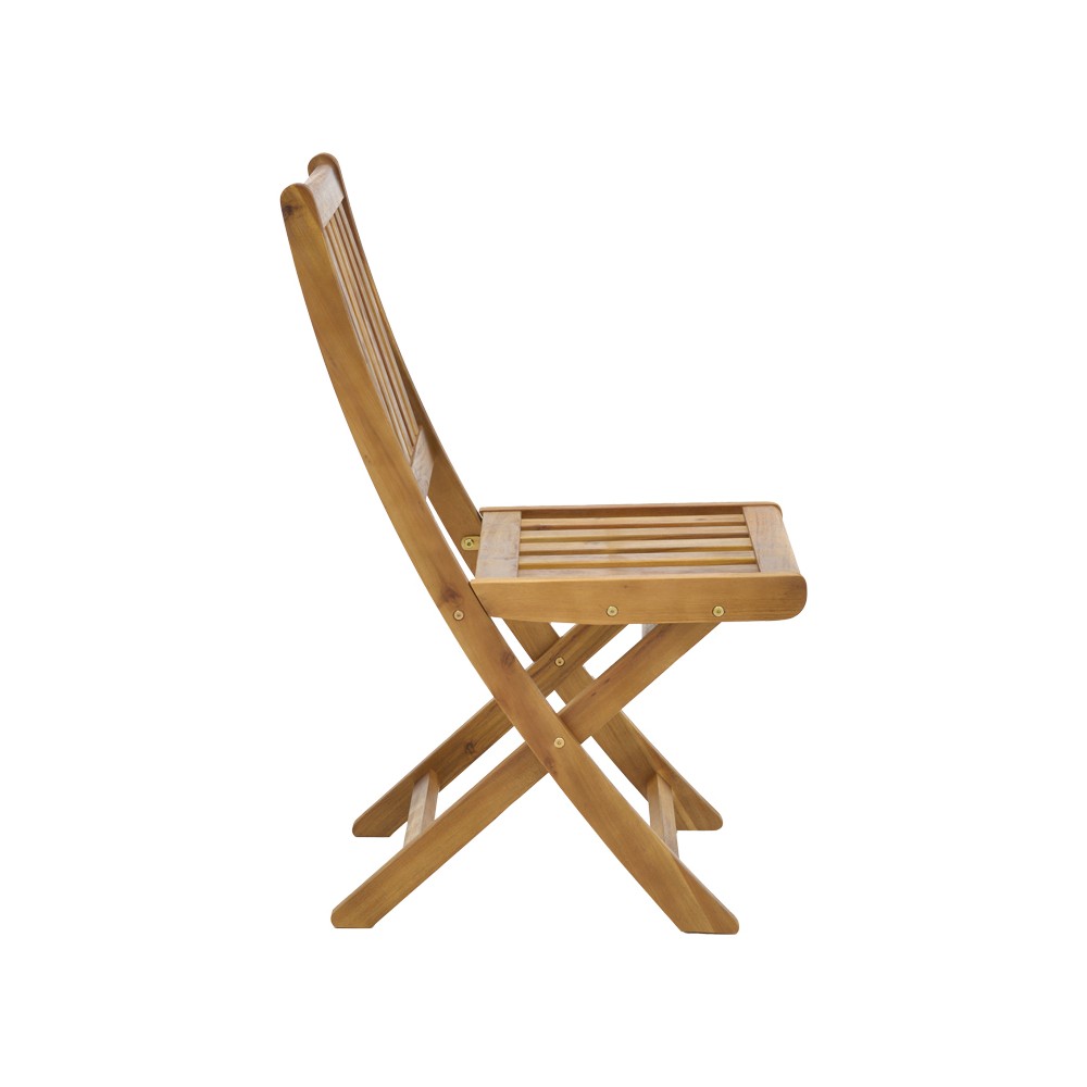 Ensemble Table chaise de jardin pliante en bois d'acacia massif naturel 50x50x70cm