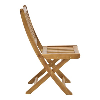 Ensemble Table chaise de jardin pliante en bois d'acacia massif naturel 50x50x70cm