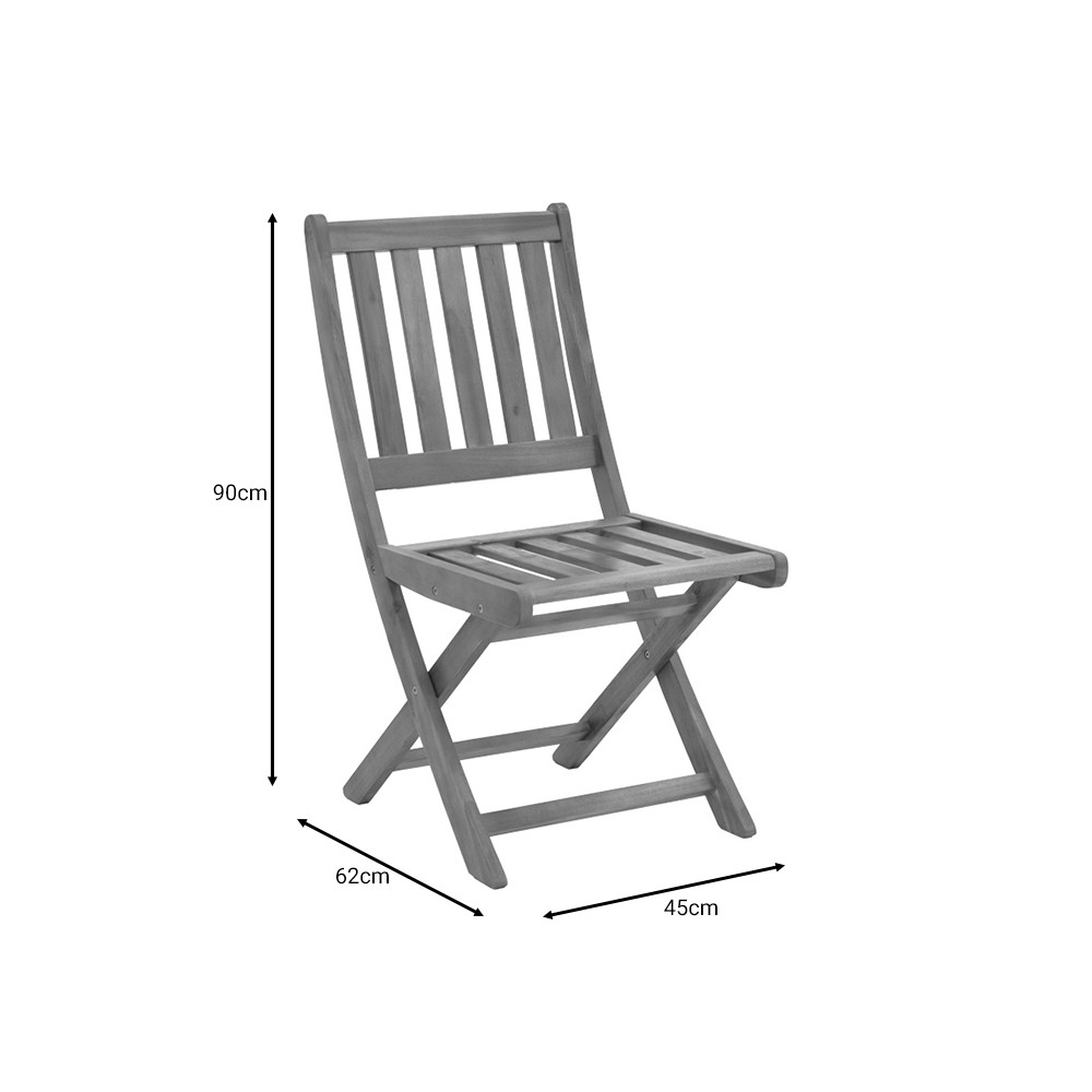 Ensemble Table chaise de jardin pliante en bois d'acacia massif naturel 50x50x70cm