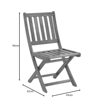 Ensemble Table chaise de jardin pliante en bois d'acacia massif naturel 50x50x70cm