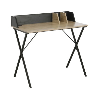 Bureau de travail bois mélamine Zervan  noir  90 x 50 x 85 cm

