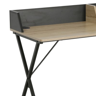 Bureau de travail bois mélamine Zervan  noir  90 x 50 x 85 cm
