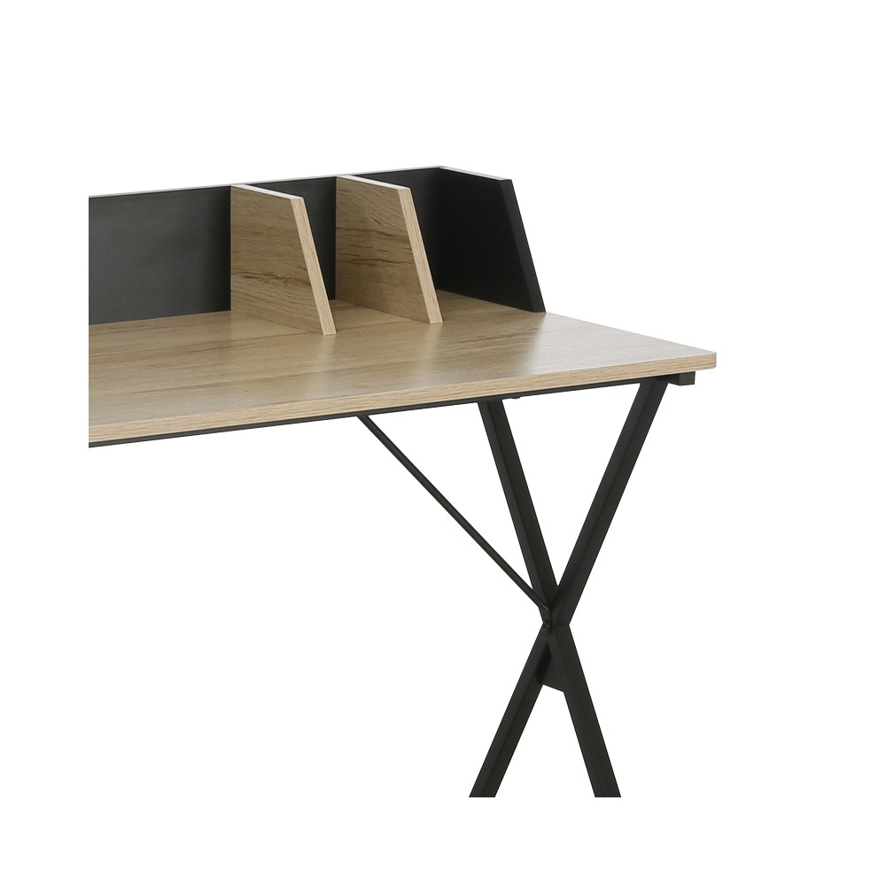 Bureau de travail bois mélamine Zervan  noir  90 x 50 x 85 cm
