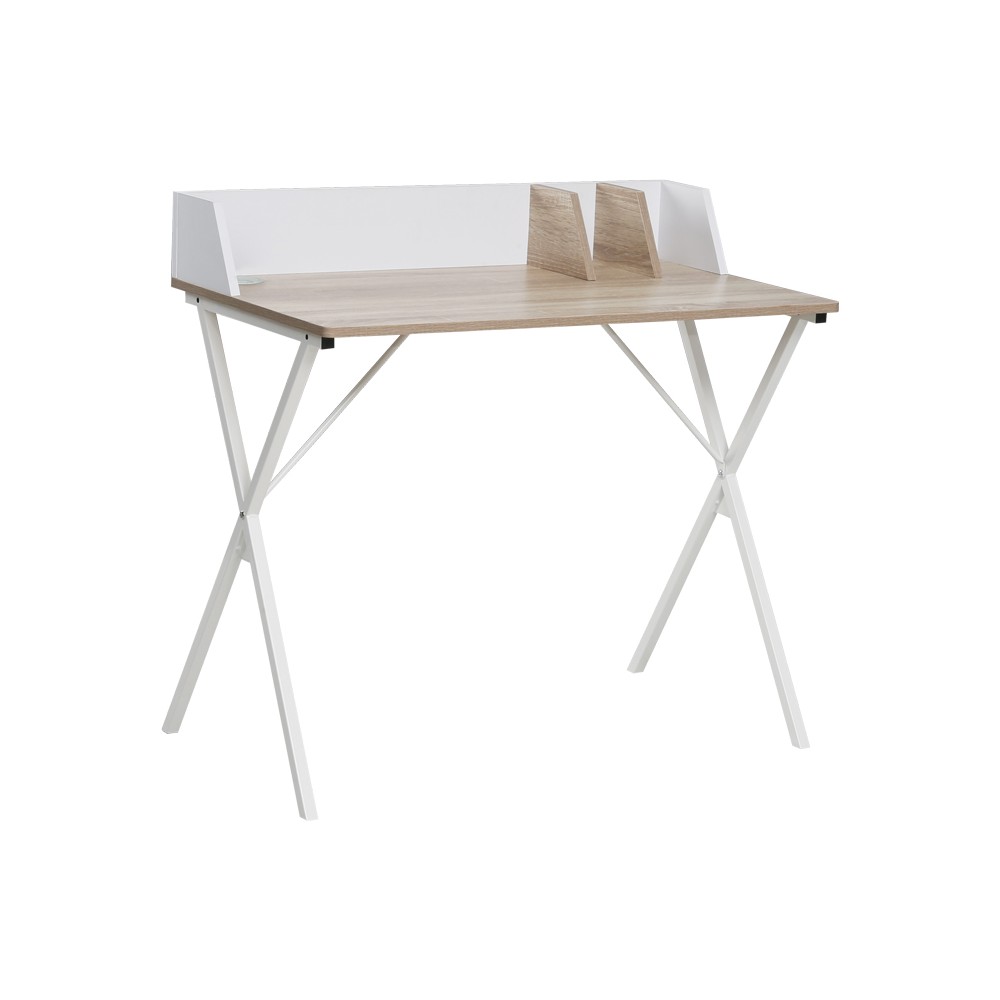 Bureau de travail bois mélamine Zervan  blanc 90 x 50 x 85 cm