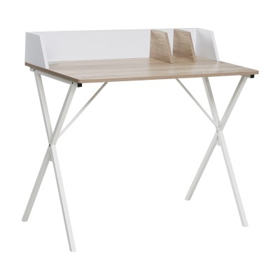 Bureau de travail bois mélamine Zervan  blanc 90 x 50 x 85 cm