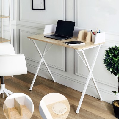 Bureau de travail bois mélamine Zervan  blanc 90 x 50 x 85 cm