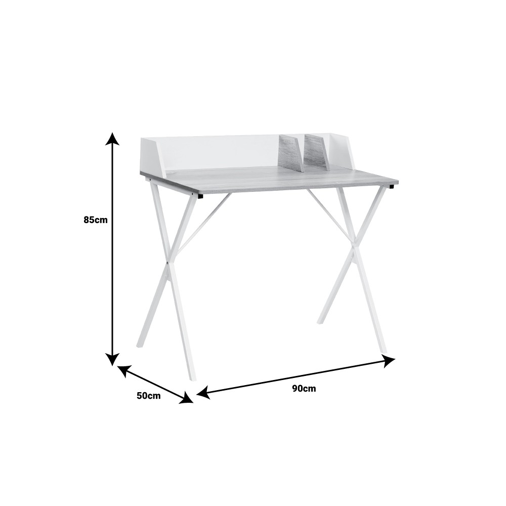 Bureau de travail bois mélamine Zervan  blanc 90 x 50 x 85 cm