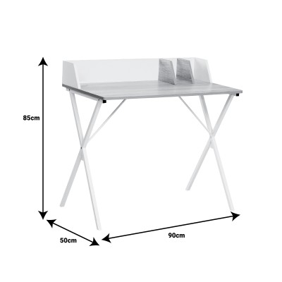 Bureau de travail bois mélamine Zervan  blanc 90 x 50 x 85 cm