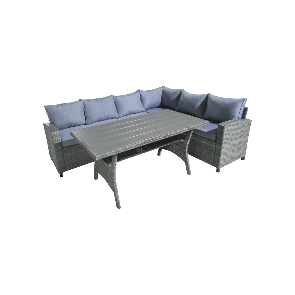 Ensemble Salon de jardin Lounge  3 pièces tissu anthracite-rotin anthracite