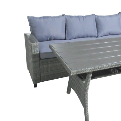 Ensemble Salon de jardin Lounge  3 pièces tissu anthracite-rotin anthracite