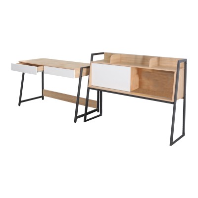 Bureau  en teinte blanc Bois  naturel et métal 124x54x171 cm