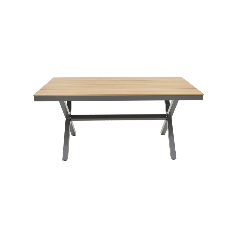 Table de jardin Bois  pied en aluminium anthracite 160x90x75 cm