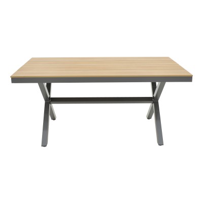 Table de jardin Bois  pied en aluminium anthracite 160x90x75 cm