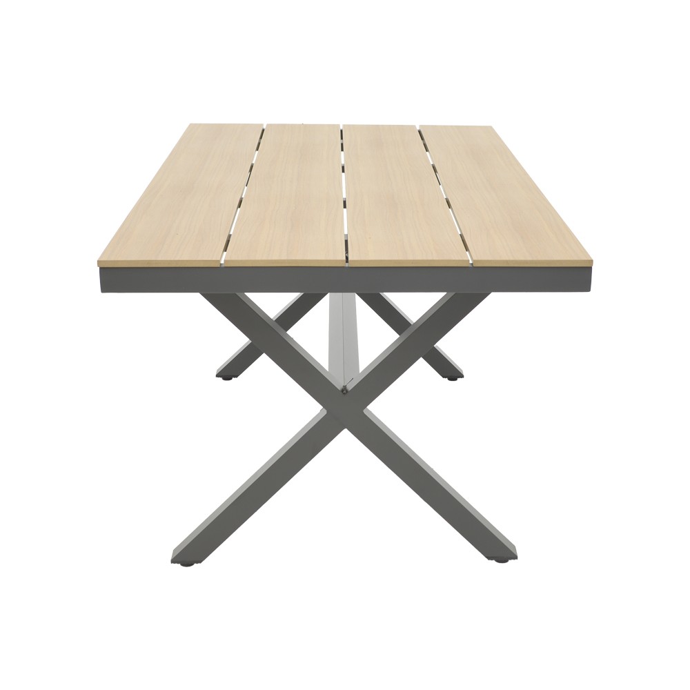 Table de jardin Bois  pied en aluminium anthracite 160x90x75 cm