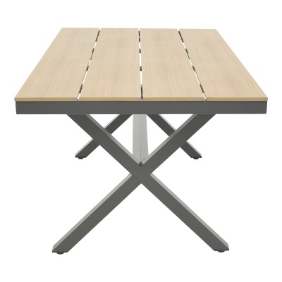 Table de jardin Bois  pied en aluminium anthracite 160x90x75 cm