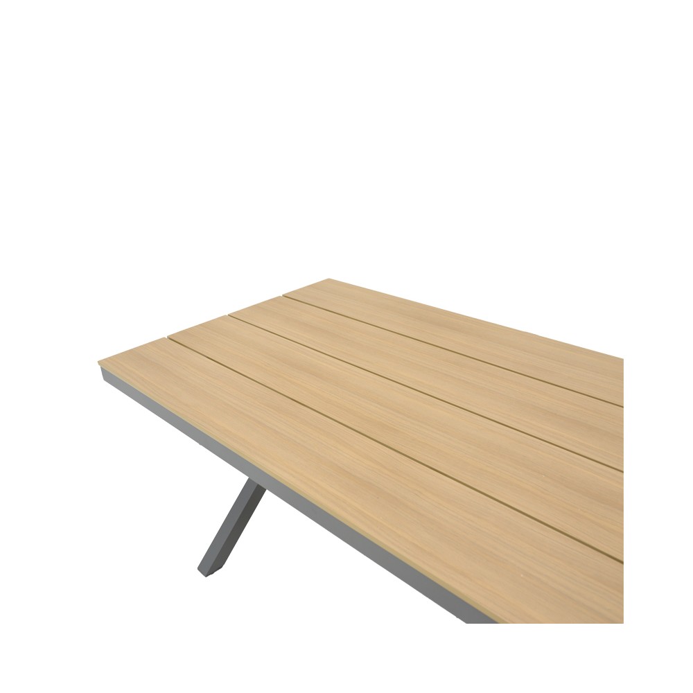 Table de jardin Bois  pied en aluminium anthracite 160x90x75 cm