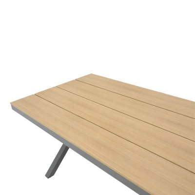 Table de jardin Bois  pied en aluminium anthracite 160x90x75 cm