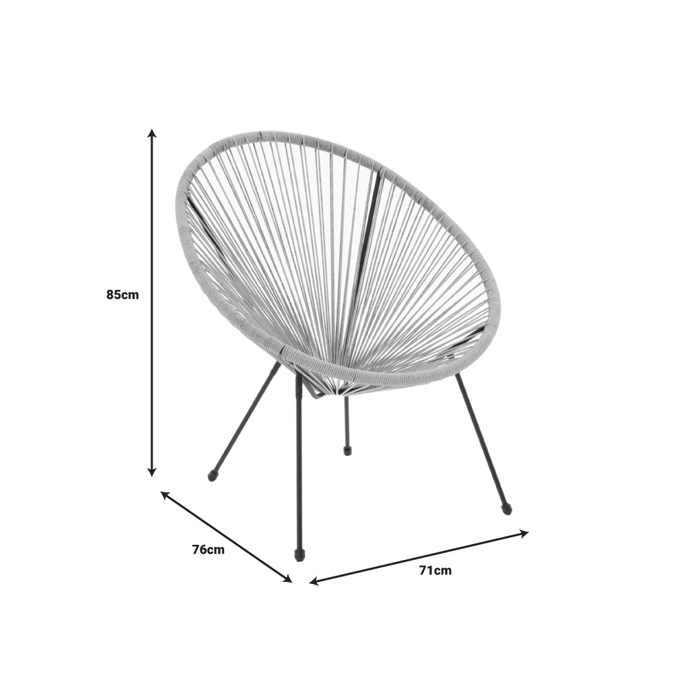 Fauteuil de jardin Acapulco rotin teinte naturelle 71x76x85 cm