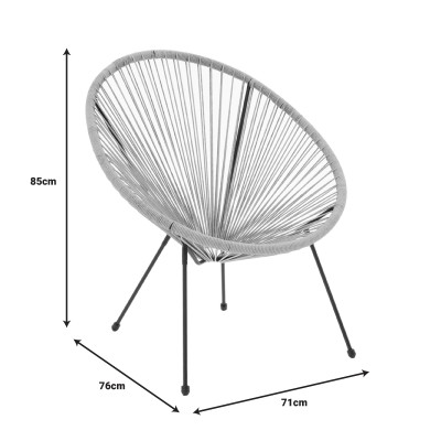 Fauteuil de jardin Acapulco rotin teinte naturelle 71x76x85 cm