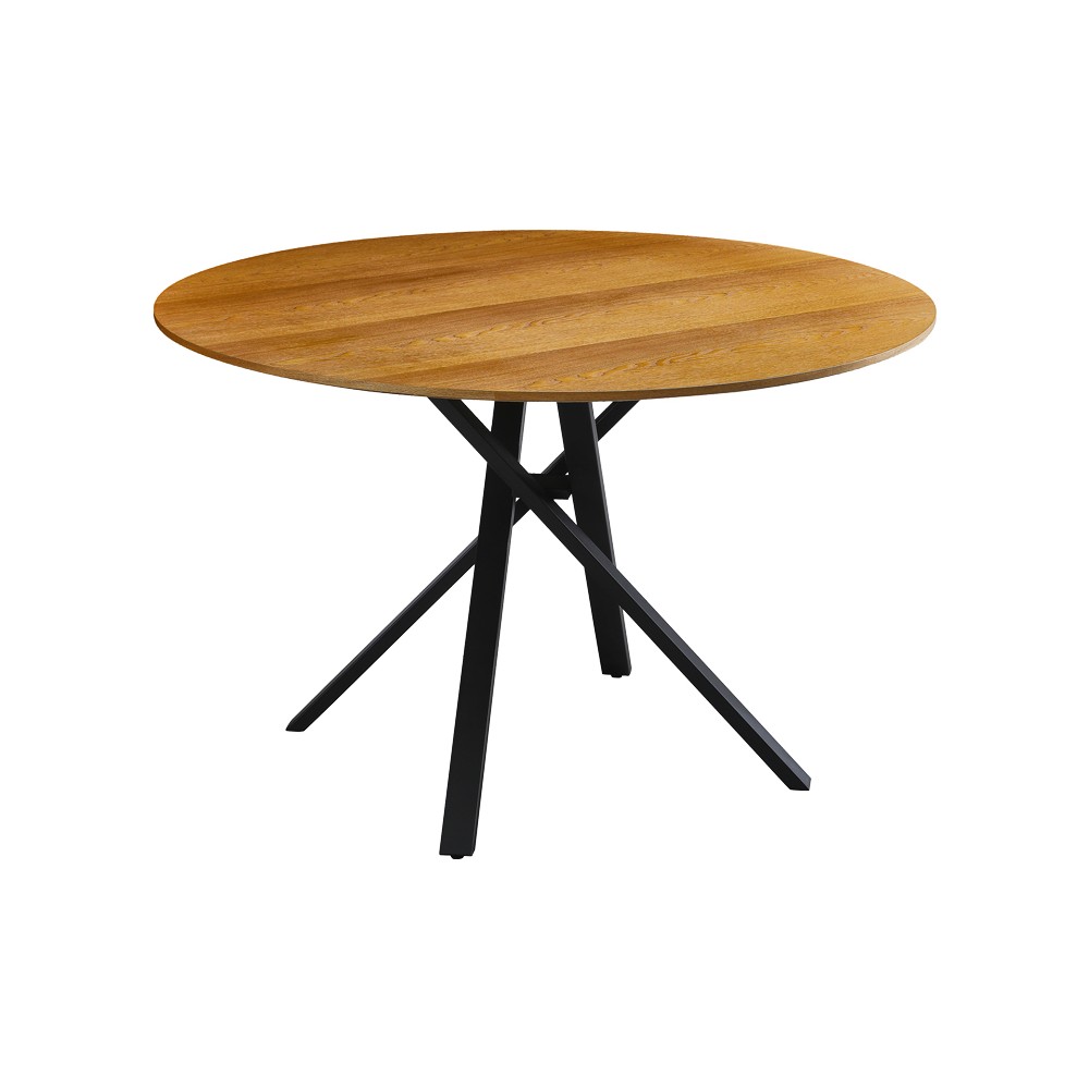 Table Cerco en MDF Sonoma et pieds en métal noir Φ120x75cm Table Cerco en MDF Sonoma et pieds en métal noir Φ120x75cm