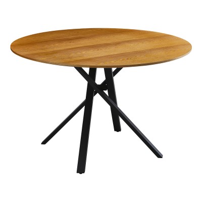 Table Cerco en MDF Sonoma et pieds en métal noir Φ120x75cm