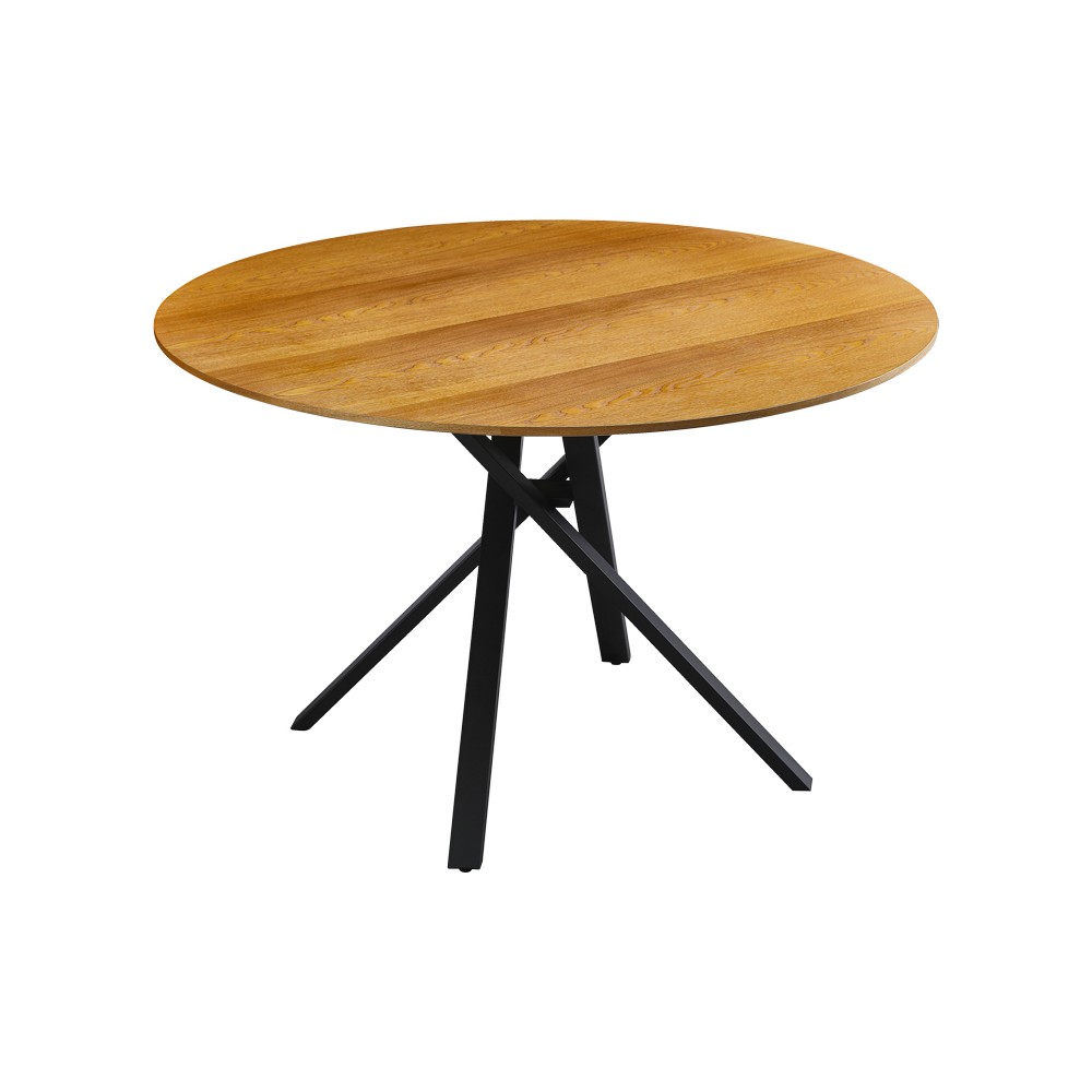 Table Cerco en MDF Sonoma et pieds en métal noir Φ120x75cm