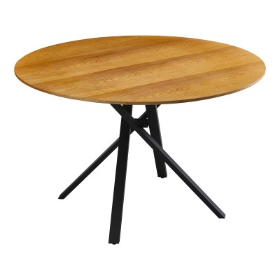 Table Cerco en MDF Sonoma et pieds en métal noir Φ120x75cm