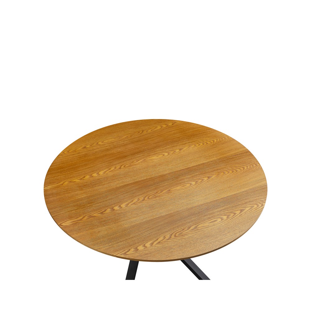 Table Cerco en MDF Sonoma et pieds en métal noir Φ120x75cm