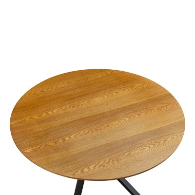 Table Cerco en MDF Sonoma et pieds en métal noir Φ120x75cm