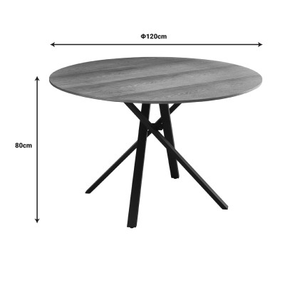 Table Cerco en MDF Sonoma et pieds en métal noir Φ120x75cm