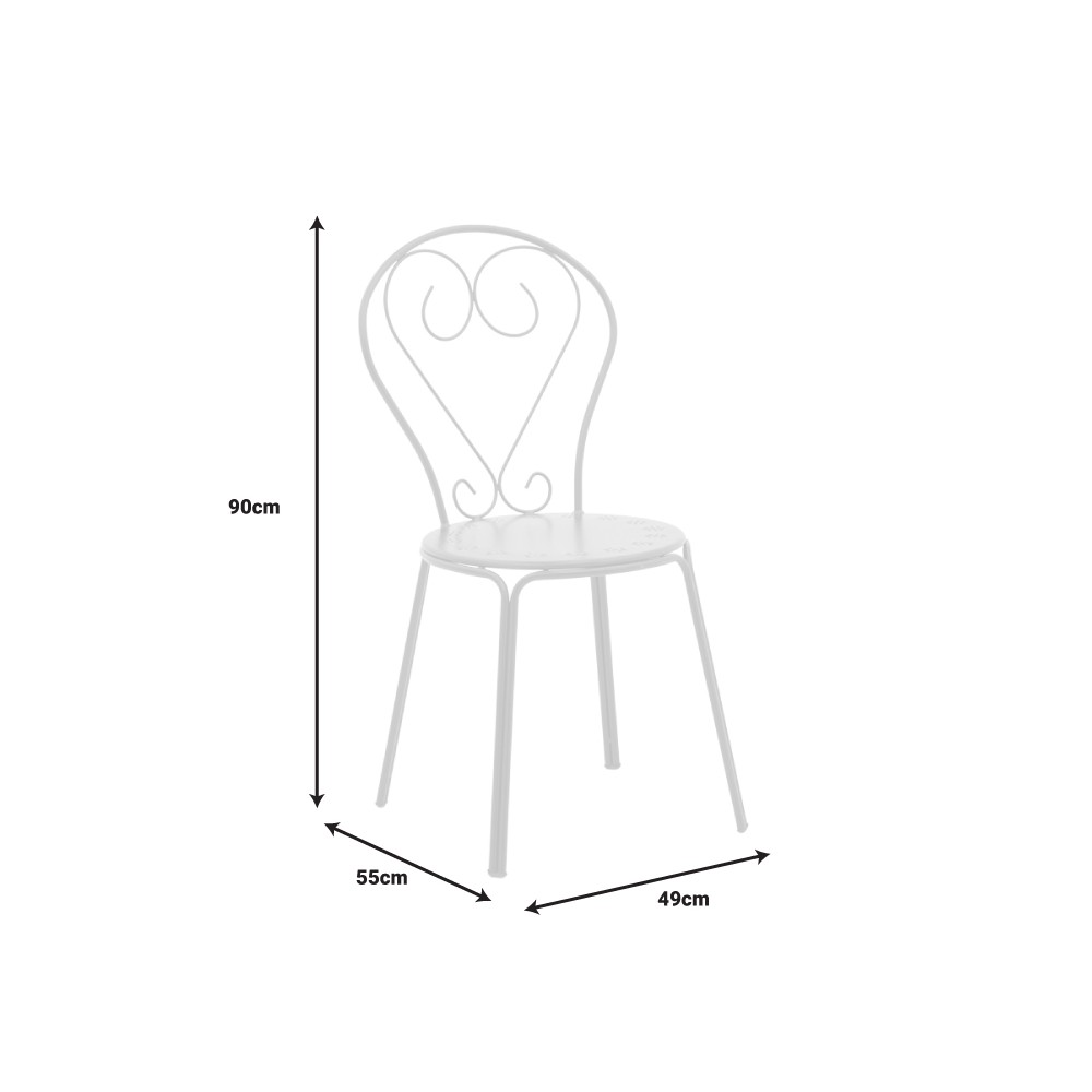 Chaise de jardin empilable Chari en métal blanc 49x55x90 cm